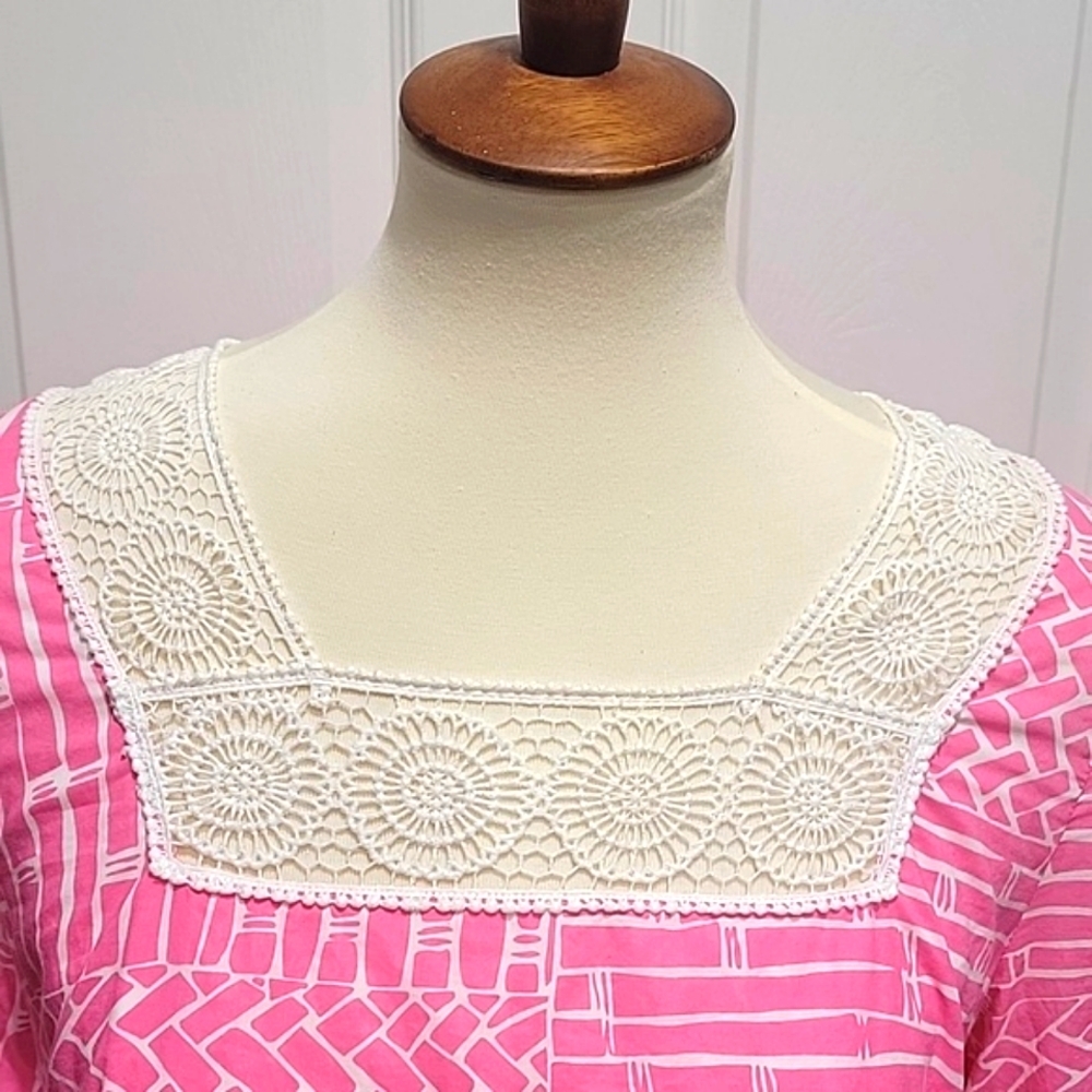 Lilly Pulitzer Chapman Tunic Pink & White Floral Lace Dress Women's Size Small - Picture 4 of 15